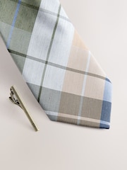 Neutral Green Check Tie - Image 2 of 3