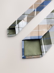 Neutral Green Check Tie - Image 3 of 3