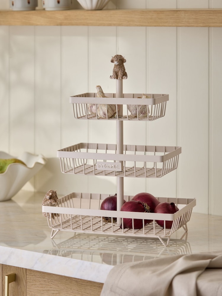 Natural Hamish The Highland Cow 3 Tier Fruit Basket - Image 1 of 5