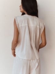 BHOEM White Romantic Broderie Lace Sleeveless Blouse - Image 4 of 5