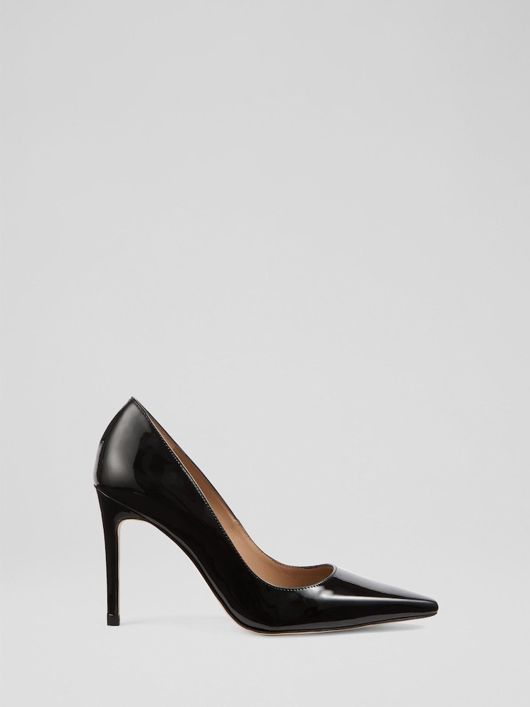 LK Bennett Black New Fern Patent Pointed Toe Courts - Image 1 of 3 LK Bennett Black New Fern Patent Pointed Toe Courts - Image 1 of 3