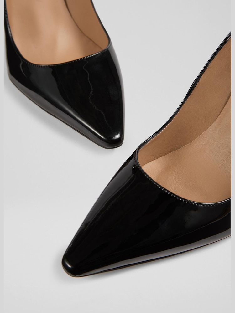 LK Bennett Black New Fern Patent Pointed Toe Courts - Image 3 of 3 LK Bennett Black New Fern Patent Pointed Toe Courts - Image 3 of 3