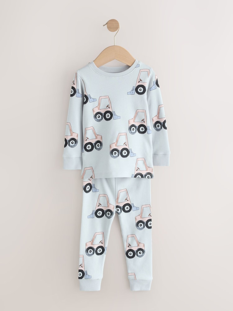Blue/Ecru Digger Snuggle Pyjamas 3 Pack (9mths-8yrs) - Image 2 of 7