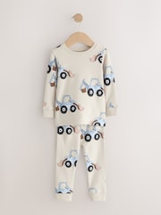 Blue/Ecru Digger Snuggle Pyjamas 3 Pack (9mths-8yrs) - Image 3 of 7