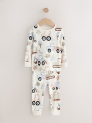 Blue/Ecru Digger Snuggle Pyjamas 3 Pack (9mths-8yrs) - Image 4 of 7