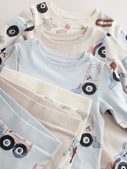 Blue/Ecru Digger Snuggle Pyjamas 3 Pack (9mths-8yrs) - Image 6 of 7