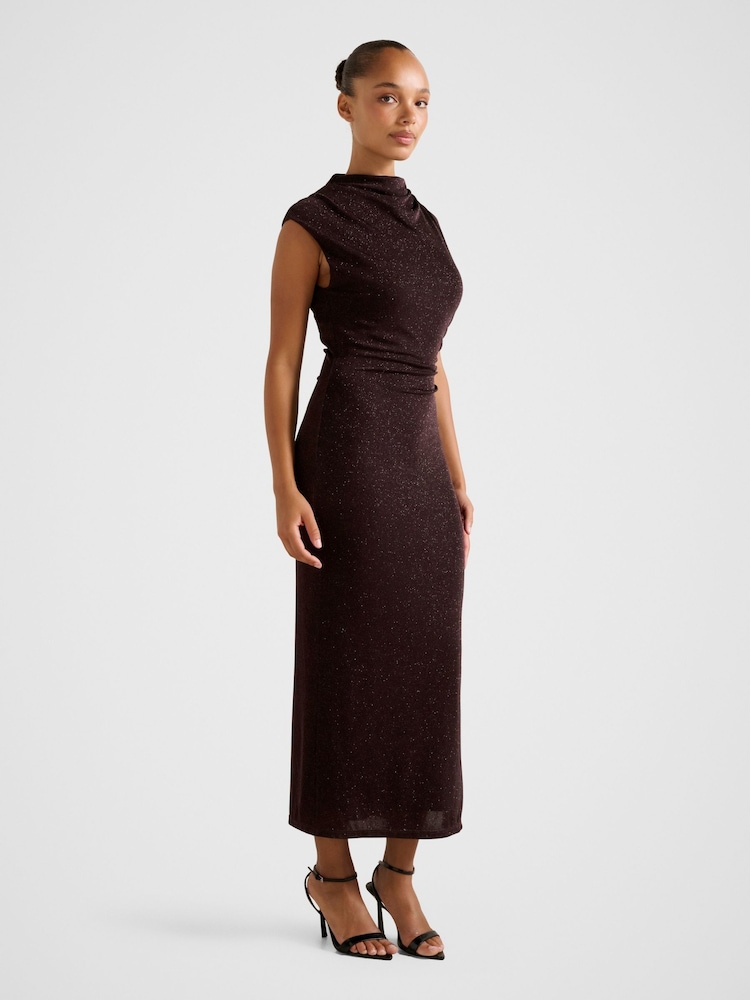 Forever New Brown Sammy Glitter Bodycon Midi Dress - Image 4 of 4 Forever New Brown Sammy Glitter Bodycon Midi Dress - Image 4 of 4