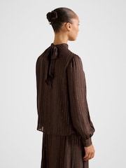 Forever New Brown Preslee Neck Tie Blouse - Image 2 of 5