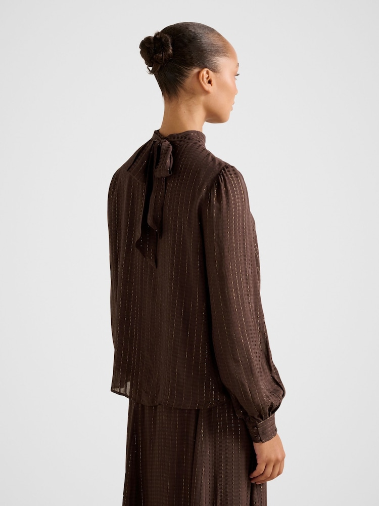 Forever New Brown Preslee Neck Tie Blouse - Image 2 of 5