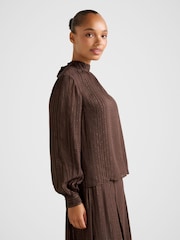 Forever New Brown Preslee Neck Tie Blouse - Image 3 of 5