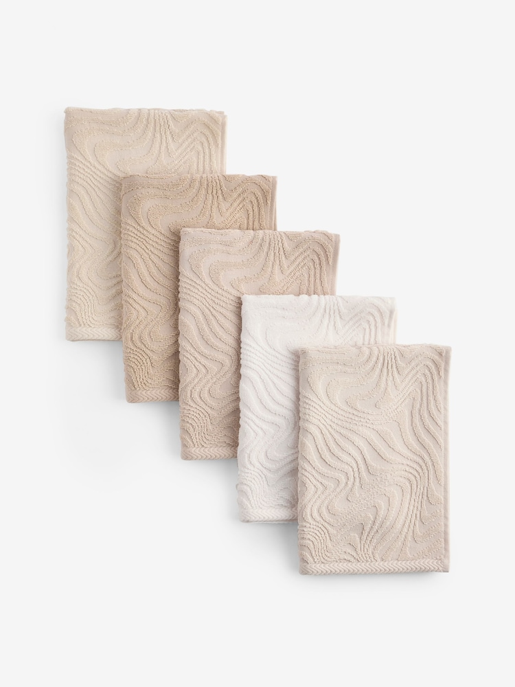 Natural Swirl Terry Set of 5 Tea Towels - Image 1 of 1