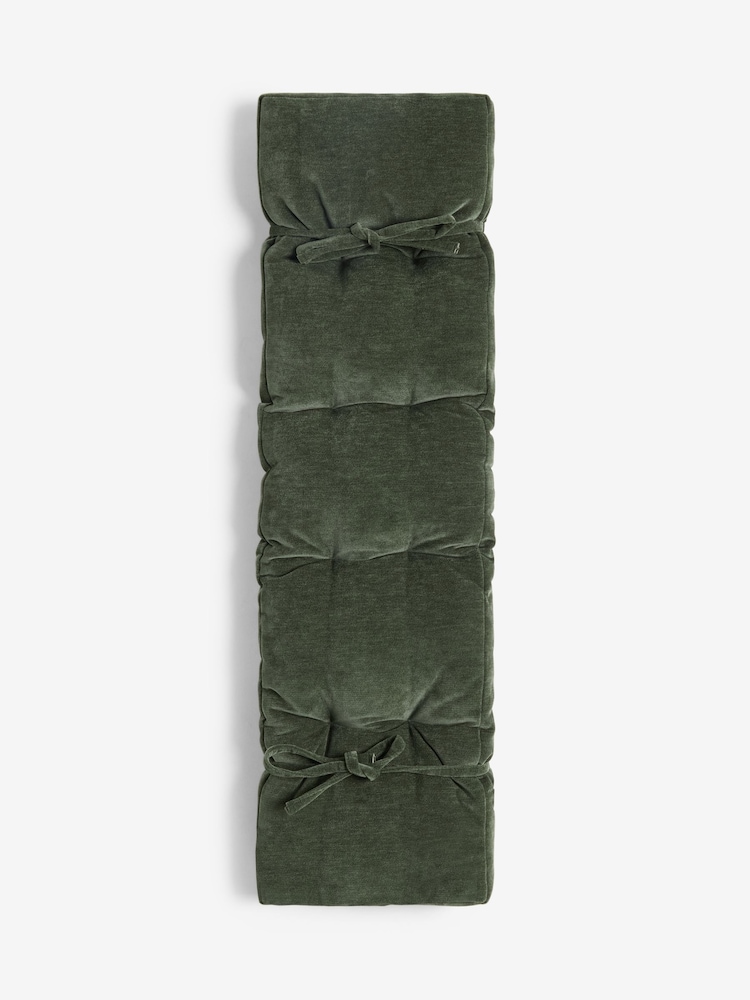 Relaxed Chenille Forest Green Dining Bench Cushion - Image 4 of 4