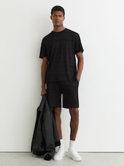 Reiss Black Cox Textured-Wave Relaxed-Fit T-Shirt - Image 3 of 6