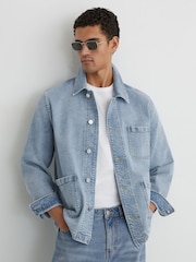 Reiss Light Blue Wash Vigo Denim Chore Jacket - Image 1 of 8