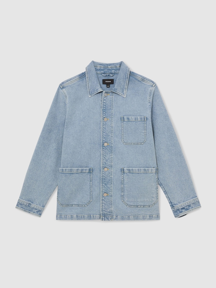 Reiss Light Blue Wash Vigo Denim Chore Jacket - Image 2 of 8