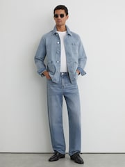 Reiss Light Blue Wash Vigo Denim Chore Jacket - Image 3 of 8