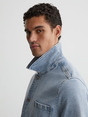 Reiss Light Blue Wash Vigo Denim Chore Jacket - Image 4 of 8