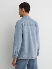 Reiss Light Blue Wash Vigo Denim Chore Jacket - Image 5 of 8