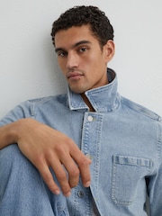Reiss Light Blue Wash Vigo Denim Chore Jacket - Image 6 of 8