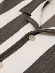 Reiss Brown/Off White Dexter Block-Stripe Cuban-Collar Shirt - Image 7 of 7
