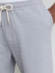 Reiss Soft Blue Nicola Jacquard Textured Drawstring Shorts - Image 5 of 7