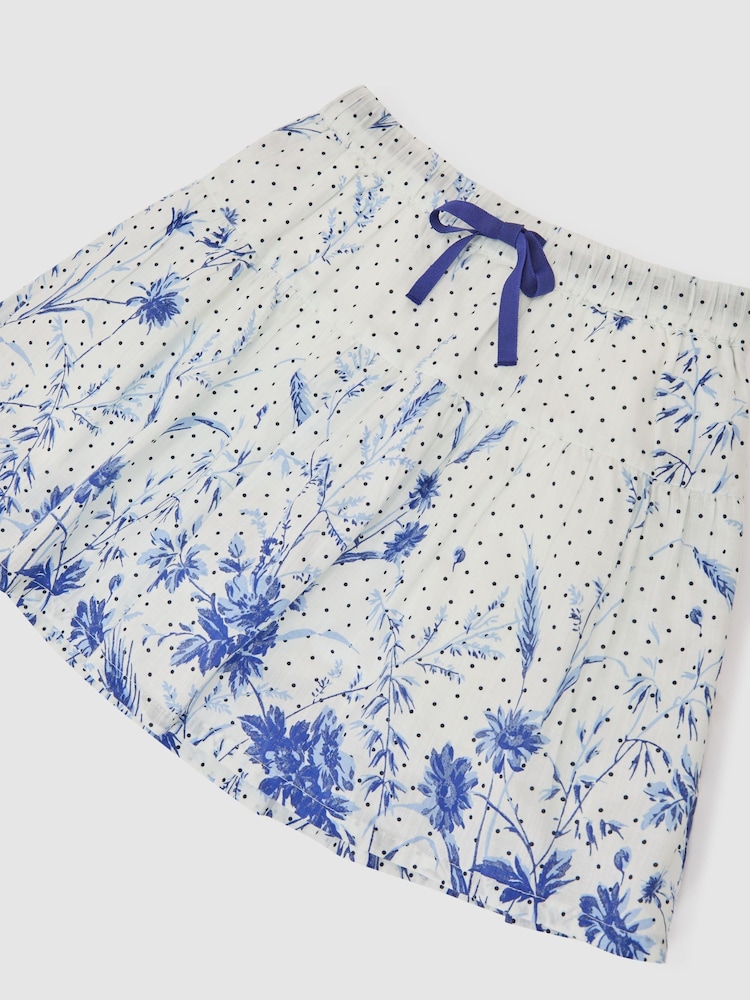 Reiss Ivory Print Rachel Cotton Floral-Print Drawstring Skirt - Image 3 of 3