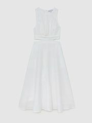 Reiss Ivory Hazel Linen-Cotton Cut-Out Midi Dress - Image 2 of 7
