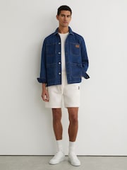 Reiss Off White Levin Monogram Embroidered Cotton Shorts - Image 1 of 6