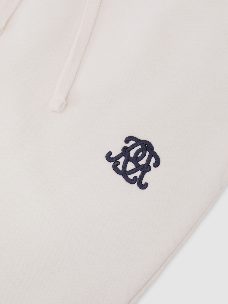 Reiss Off White Levin Monogram Embroidered Cotton Shorts - Image 6 of 6