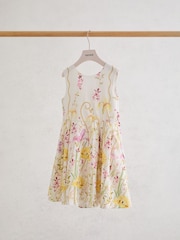 Reiss Fern Cotton Floral-Print Bow-Detail Dress - Imagen 1 de 3
