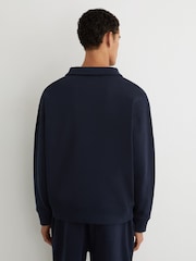 Reiss Navy Avi Monogram Relaxed Half-Zip Sweatshirt - Image 5 of 6