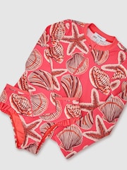 Reiss Coral Pink Nola 13-14 yrs Printed Rash Vest Bikini Set - Image 1 of 3