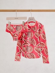 Reiss Coral Pink Nola 13-14 yrs Printed Rash Vest Bikini Set - Image 2 of 3