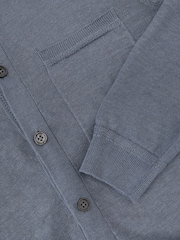 Reiss Airforce Blue Rainham Linen Button-Through Collared Cardigan - Image 6 of 6