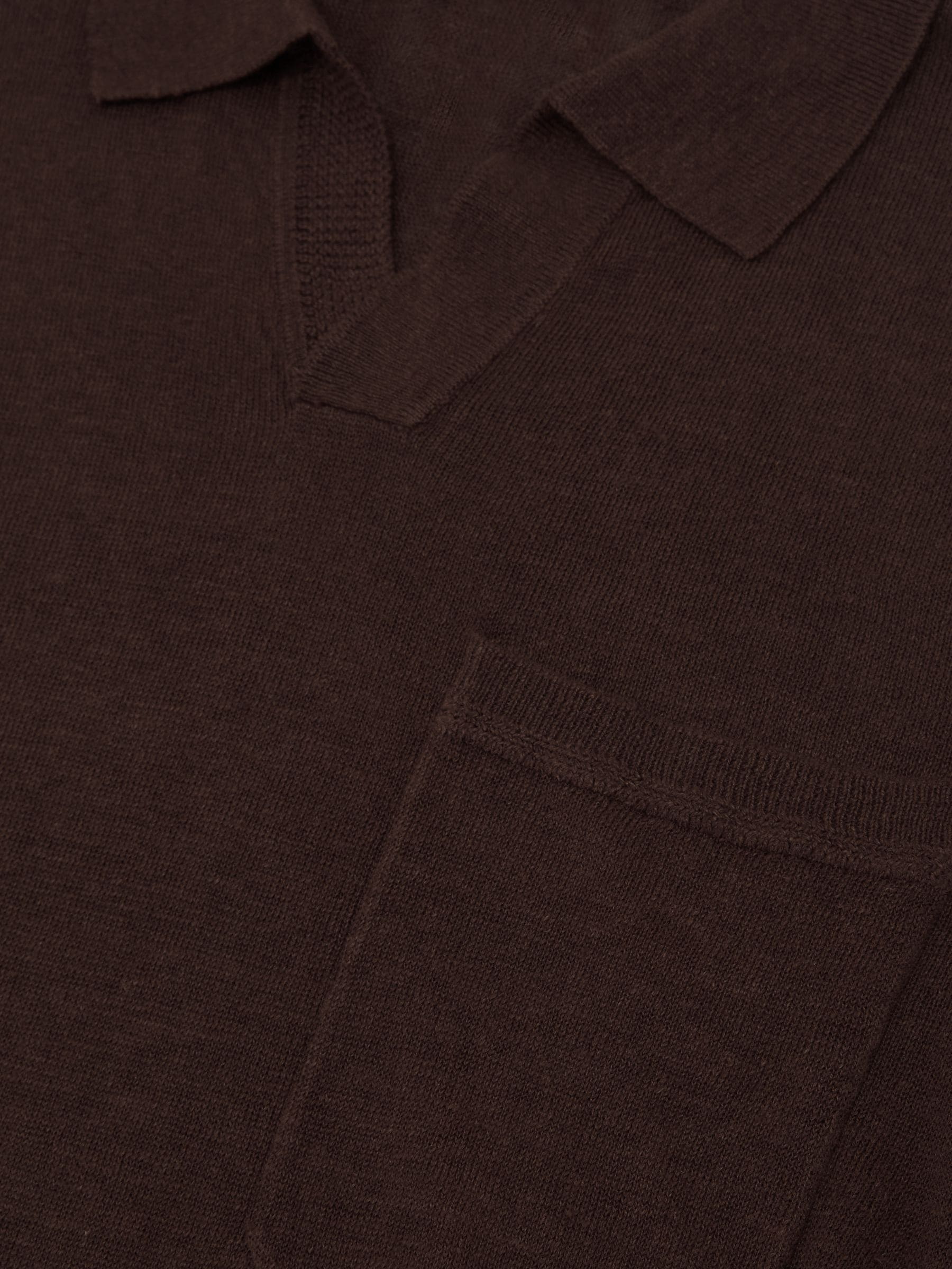 Buy Reiss Chocolate Brown Oaklands Linen Open-Collar Regular-Fit
