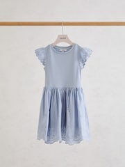 Reiss Carianna Jersey Broderie-Anglaise Mix Dress - Imaginea 1 din 3