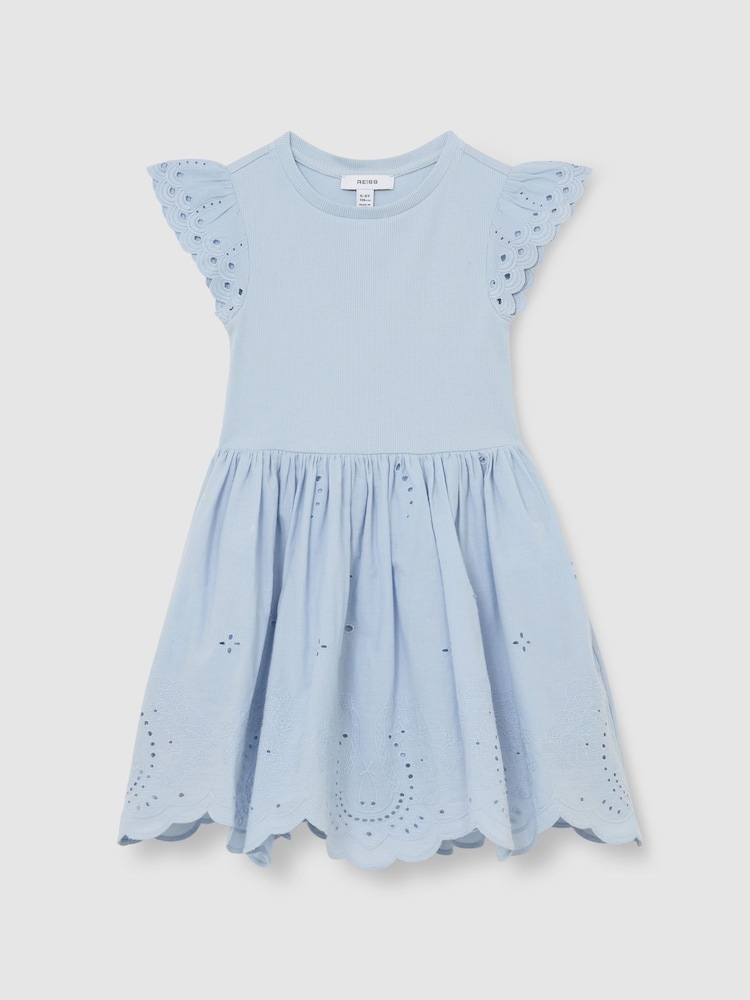Reiss Carianna Jersey Broderie-Anglaise Mix Dress - Imaginea 2 din 3