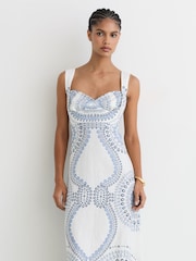 Reiss Ivory/Blue Addison Dresses - Image 5 of 6