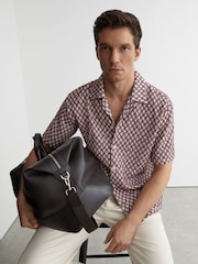 Reiss Rust Red Mills Cotton-Blend Embroidered Crochet Shirt - Image 1 of 7