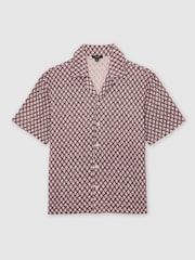 Reiss Rust Red Mills Cotton-Blend Embroidered Crochet Shirt - Image 2 of 7
