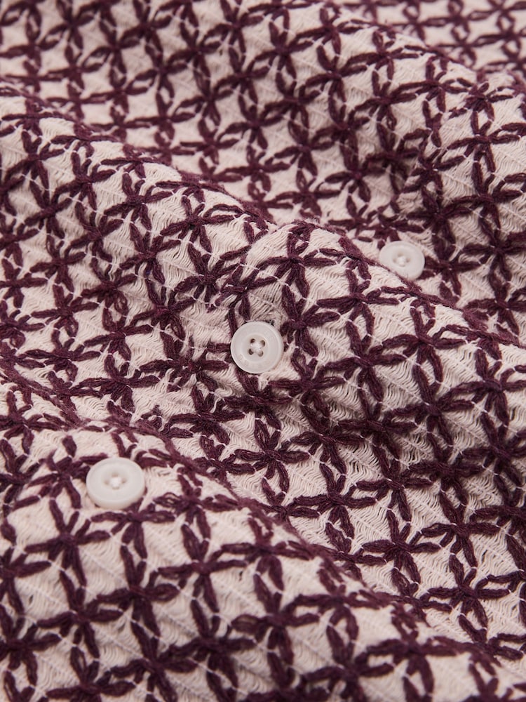 Reiss Rust Red Mills Cotton-Blend Embroidered Crochet Shirt - Image 7 of 7