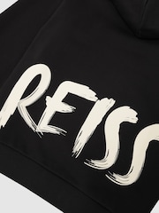 Reiss Black Newton Cotton Logo-Print Hoodie - Image 6 of 6