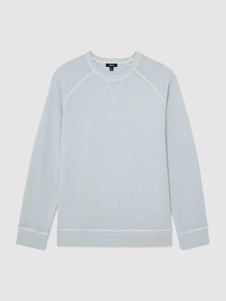 أزرق فاتح - Reiss Drift Cotton-Piqué Garment-Dyed Sweatshirt - صورة 2 من 6