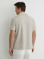 Reiss Soft Sage Green Aurelia Cotton-Blend Stripe Cuban-Collar Shirt - Image 6 of 7