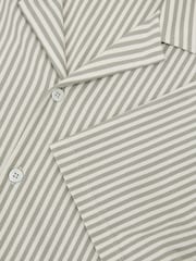 Reiss Soft Sage Green Aurelia Cotton-Blend Stripe Cuban-Collar Shirt - Image 7 of 7