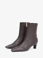 Tommy Hilfiger Brown Monogram Plaque Leather Mid Boots - Image 1 of 8