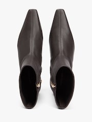 Tommy Hilfiger Brown Monogram Plaque Leather Mid Boots - Image 3 of 8