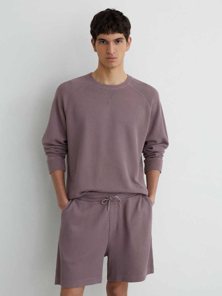وردي موف - Reiss Drift Cotton-Piqué Garment-Dyed Sweatshirt - صورة 1 من 6