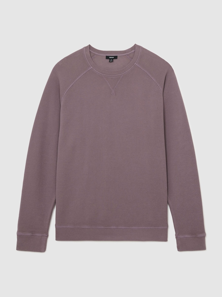 وردي موف - Reiss Drift Cotton-Piqué Garment-Dyed Sweatshirt - صورة 2 من 6