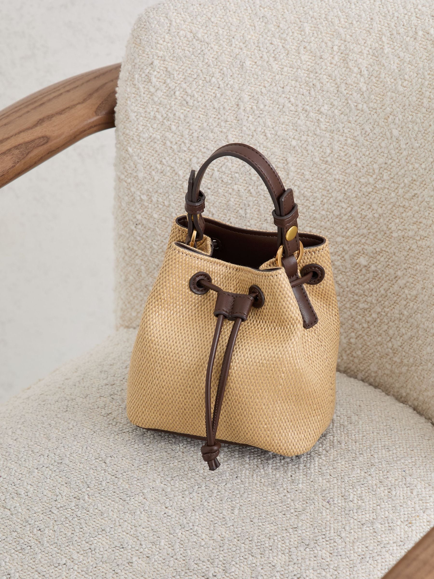 Buy Reiss Natural Evie Girls Raffia-Effect Bucket Bag from Next USA